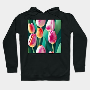 Watercolor tulip pattern Hoodie